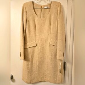 NWOT Calvin Klein Beige-gold Tweed Dress
